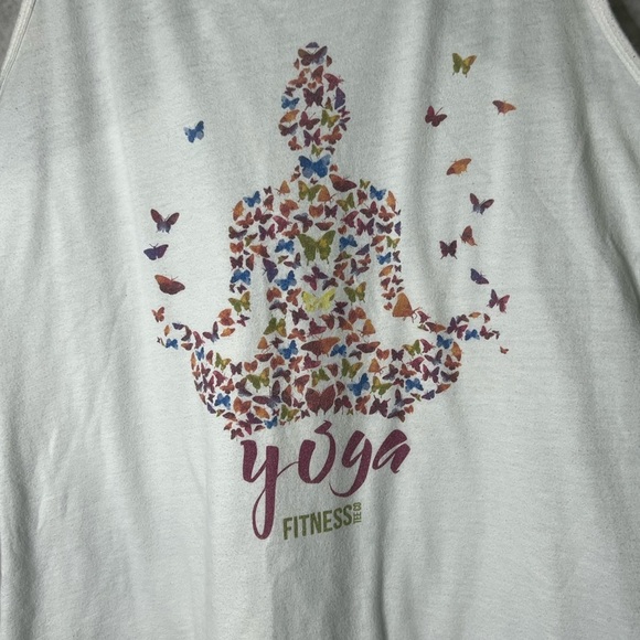 Fitness Tee Co White Butterfly Yoga Racerback Tank Top 🌟2/$20 - LG - Picture 7 of 8